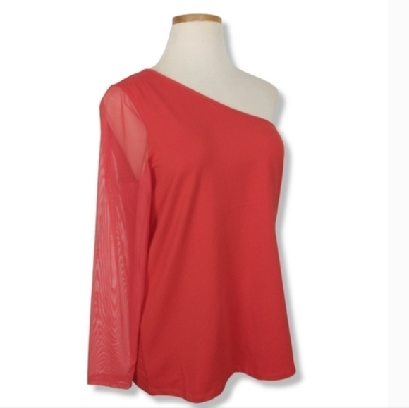 NWT Torrid One Shoulder Mesh Sleeve Top - Picture 7 of 12